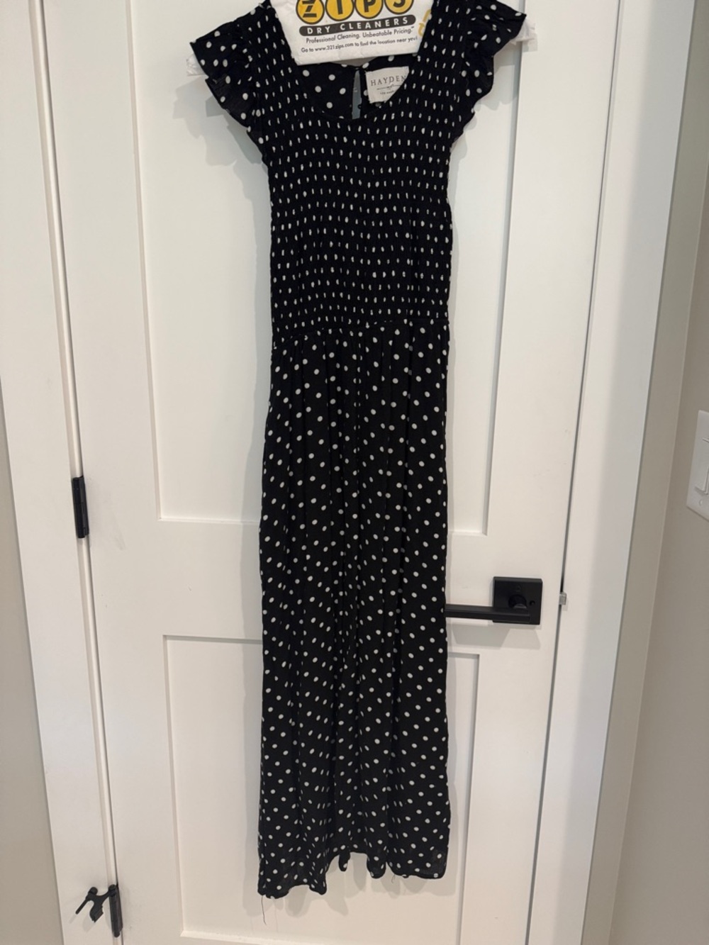 Hayden Black Polka Dot Maxi Dress with Smocked Bodice